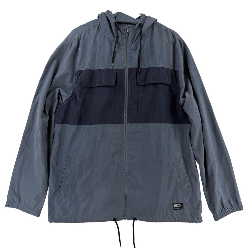 Ezekiel Jacket Mens XL‎ Blue Hooded Lightweight Full Zip Windbreaker Casual
